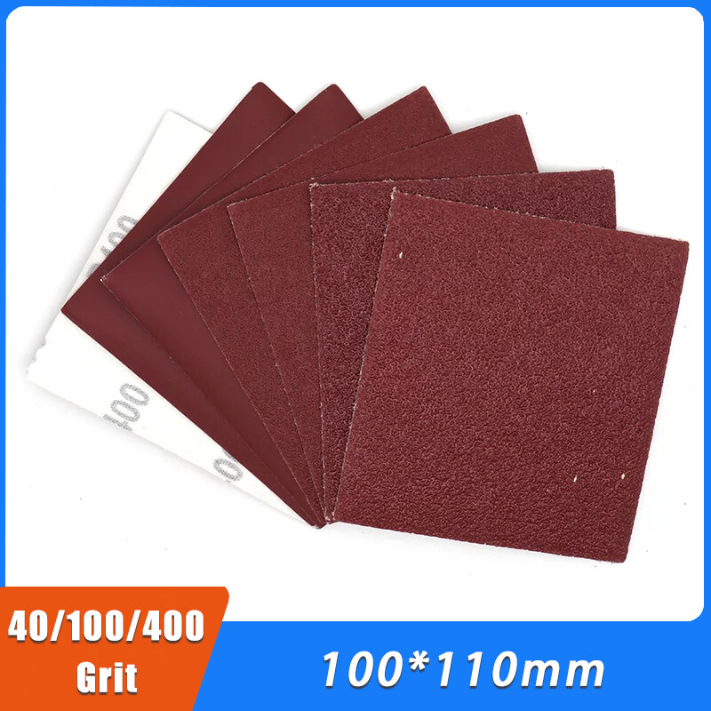 100*110mm Square Red Sandpaper Dry Adhesive Sanding Disc Pads 40/100/400 Grit
