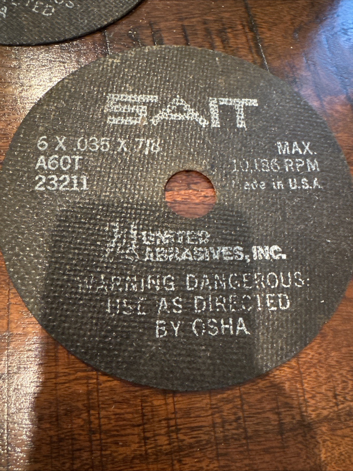6 Pack Sait 23211 6X.035X7/8 A60T Cut-off Wheel Disc High RPM United Abrasives