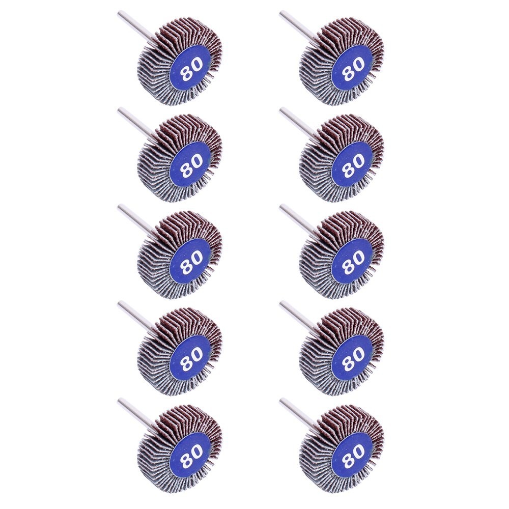 Efficient 10 Pack 80 Grit Flap Wheels for Grinding & Polishing – 1/8 Rpm