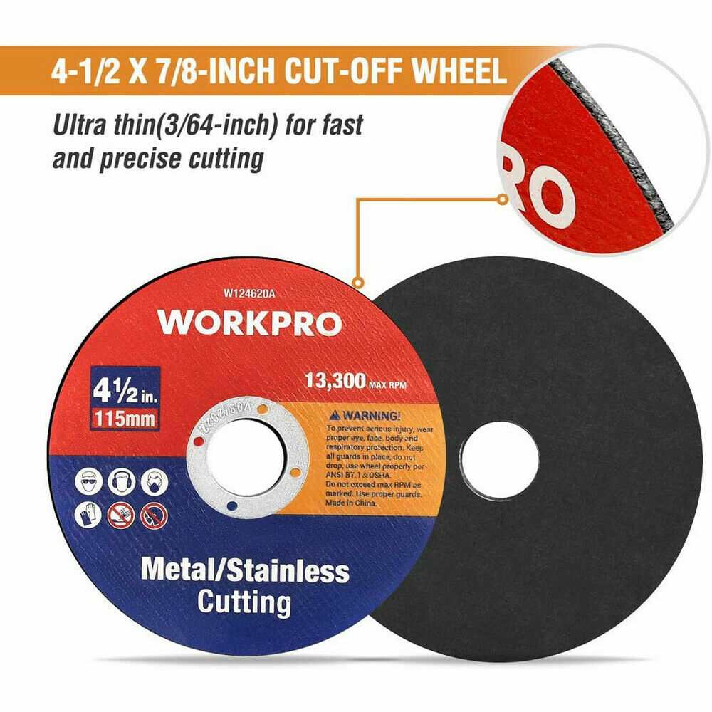 WORKPRO 20/40 PK Cut-Off Wheels 4-1/2 x 7/8”Metal&Stainless Steel Cutting Wheel