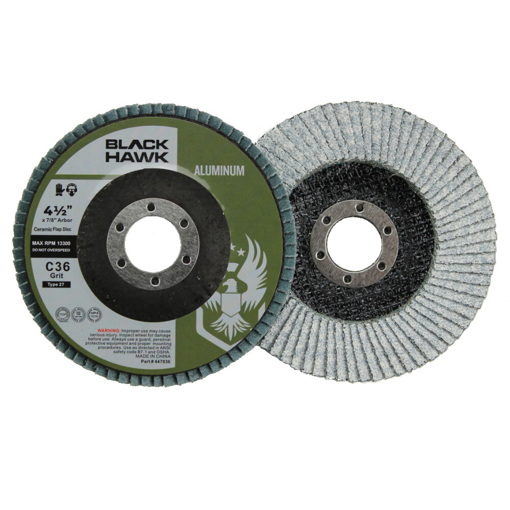 5 Pack – 4.5″ x 7/8″ BHA 60 Grit Stearate Coated Flap Discs for Aluminum T27