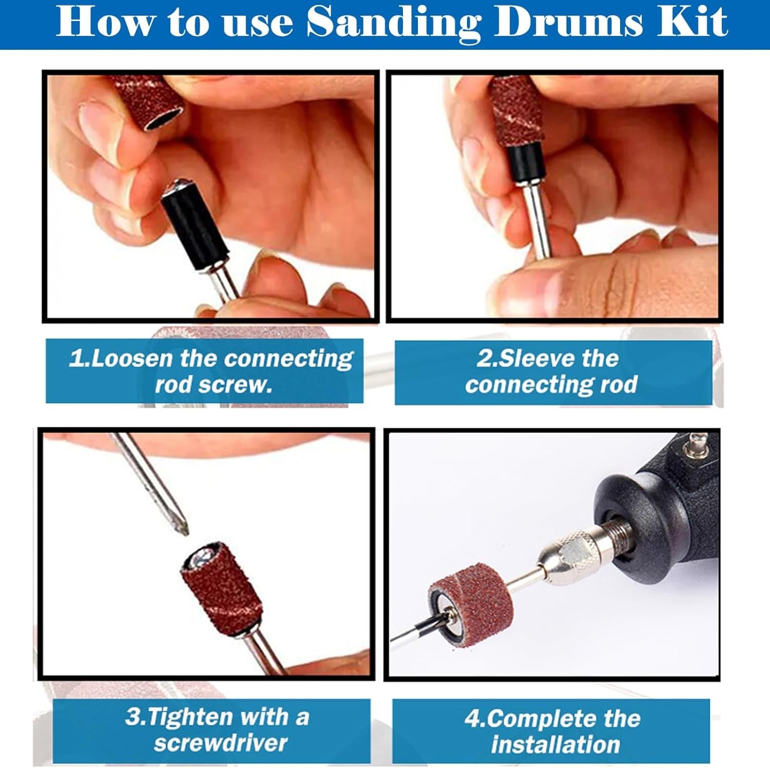 432-Piece Sanding Drums Kit with 6 Grits & 24 Mandrels for Ultimate Flexibility