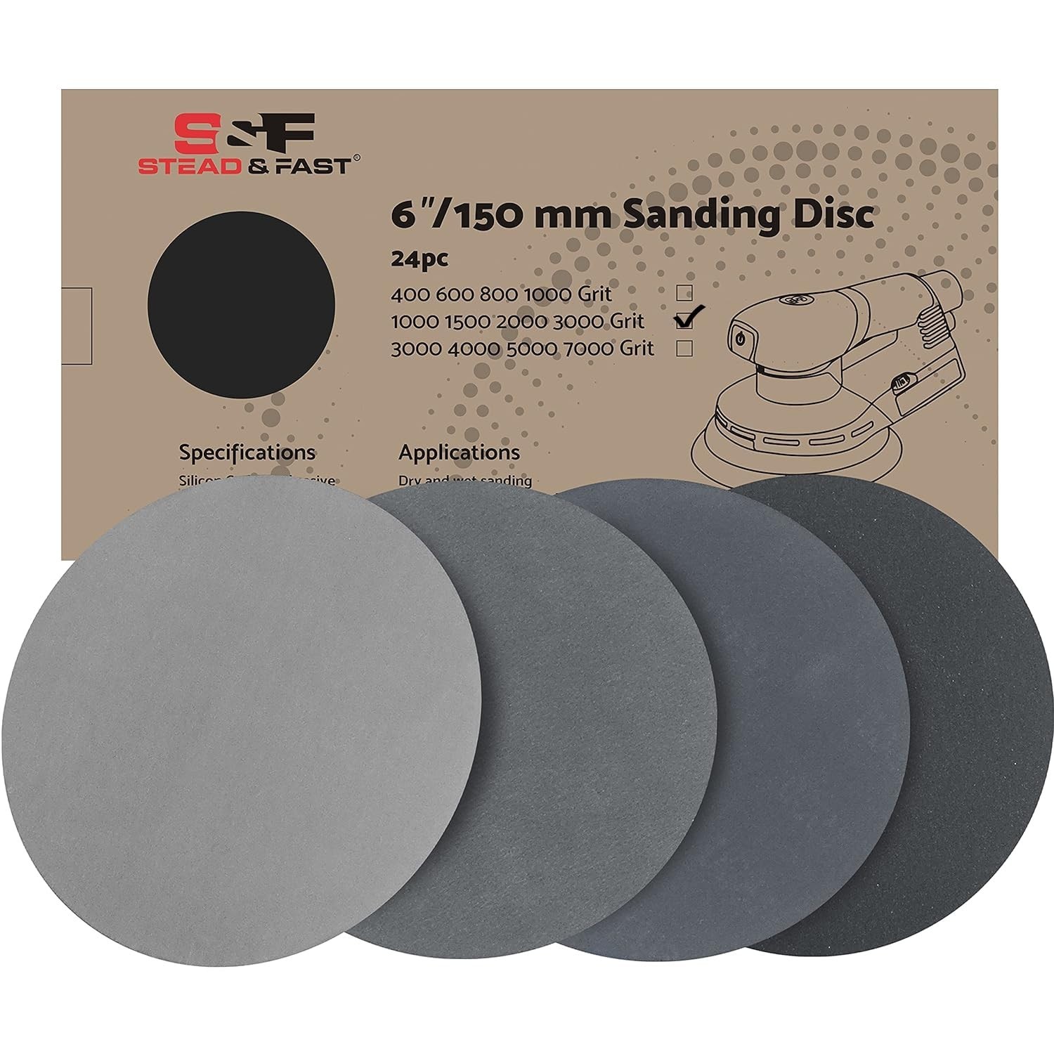 6 inch Sanding Discs Hook and Loop 24 Pcs, 1000 1500 2000 3000 Grit Wet Dry…