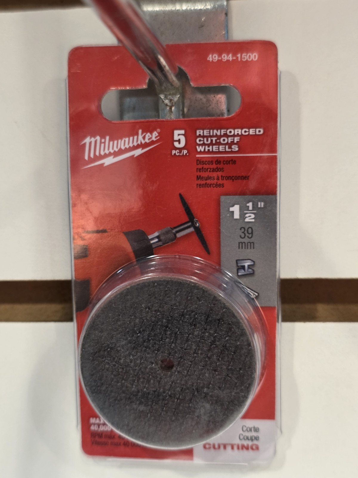 Milwaukee 49-94-1500 1-1/2″ Reinforced Cut-Off Wheel, 5 Pack