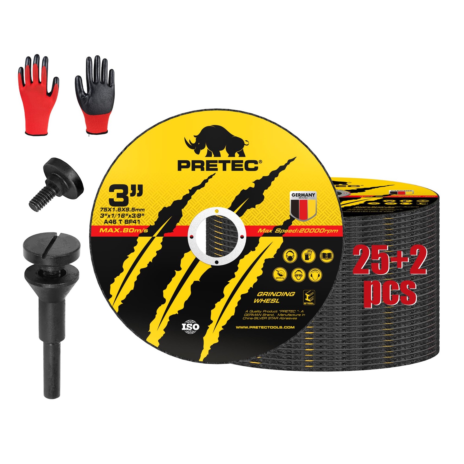 PRETEC Cut Off Wheels 27Pcs, 3 Inch Die Grinder with 3 inches