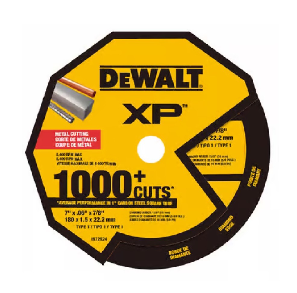 DeWalt XP 7 in. Metal Cutting Wheel – 7″ x .06″ x 7/8″ – Diamond Edge – DW4770M