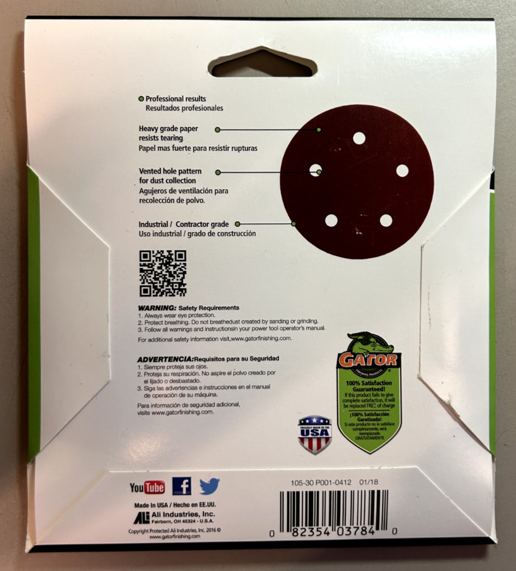 Gator Power, Sanding Discs, Aluminum Oxide, 80-Grit, 5-In., 5-Pk. – Lot of 2