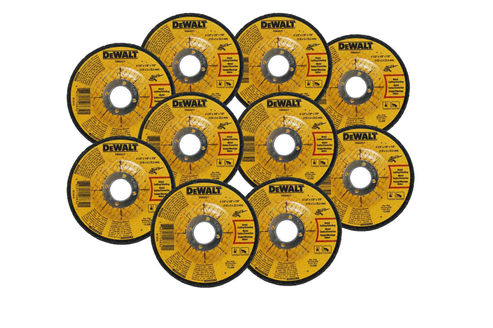NEW Dewalt DWA4511 4-1/2″ x 1/8″ x 7/8 Metal Cutting & Grinding Wheels 10PCS_NEW