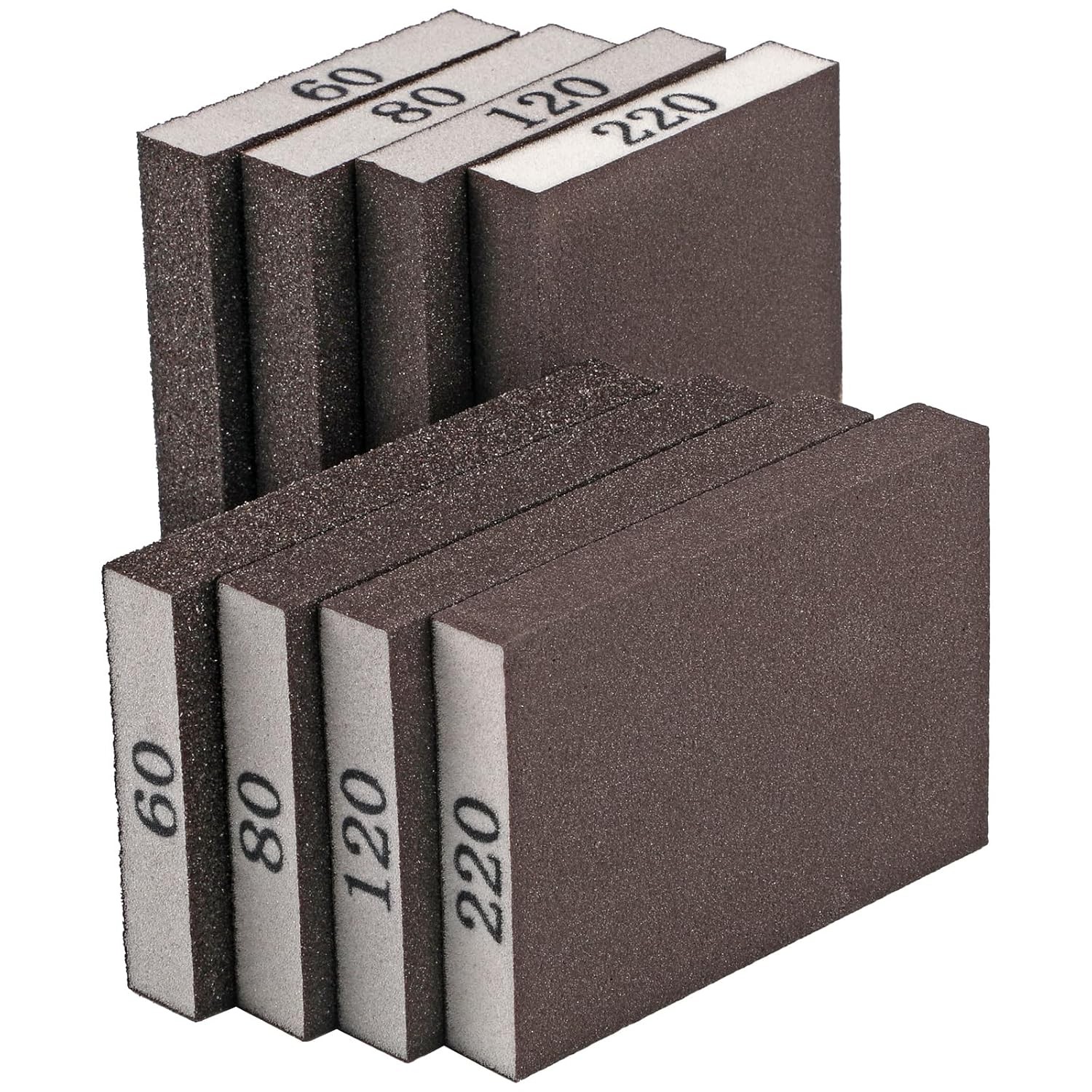 8 Pack Sanding Sponge, Sanding Blocks 60/80/120/220 Grit Assortment, Sand Paper