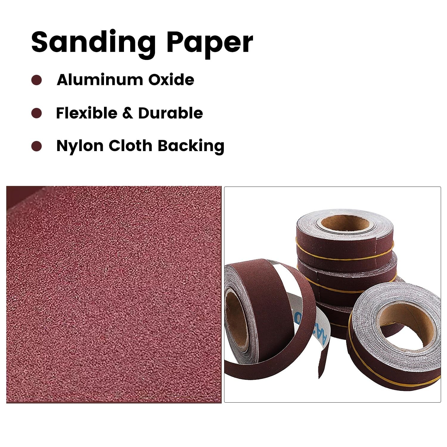 1” x 20FT Aluminum Oxide Sandpaper Rolls – 4 Grits for Metal & Wood Working