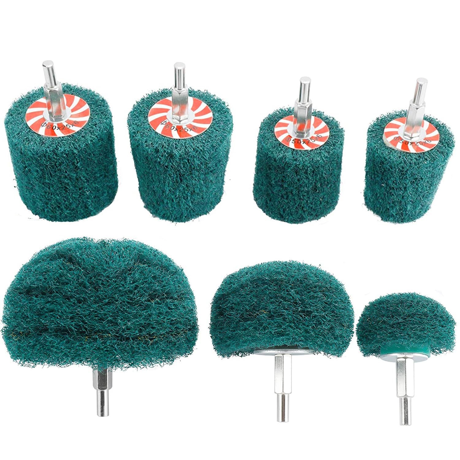 7 PCS Non Woven Abrasive Buffing Polishing Wheels Drill Attachment 180 Grit