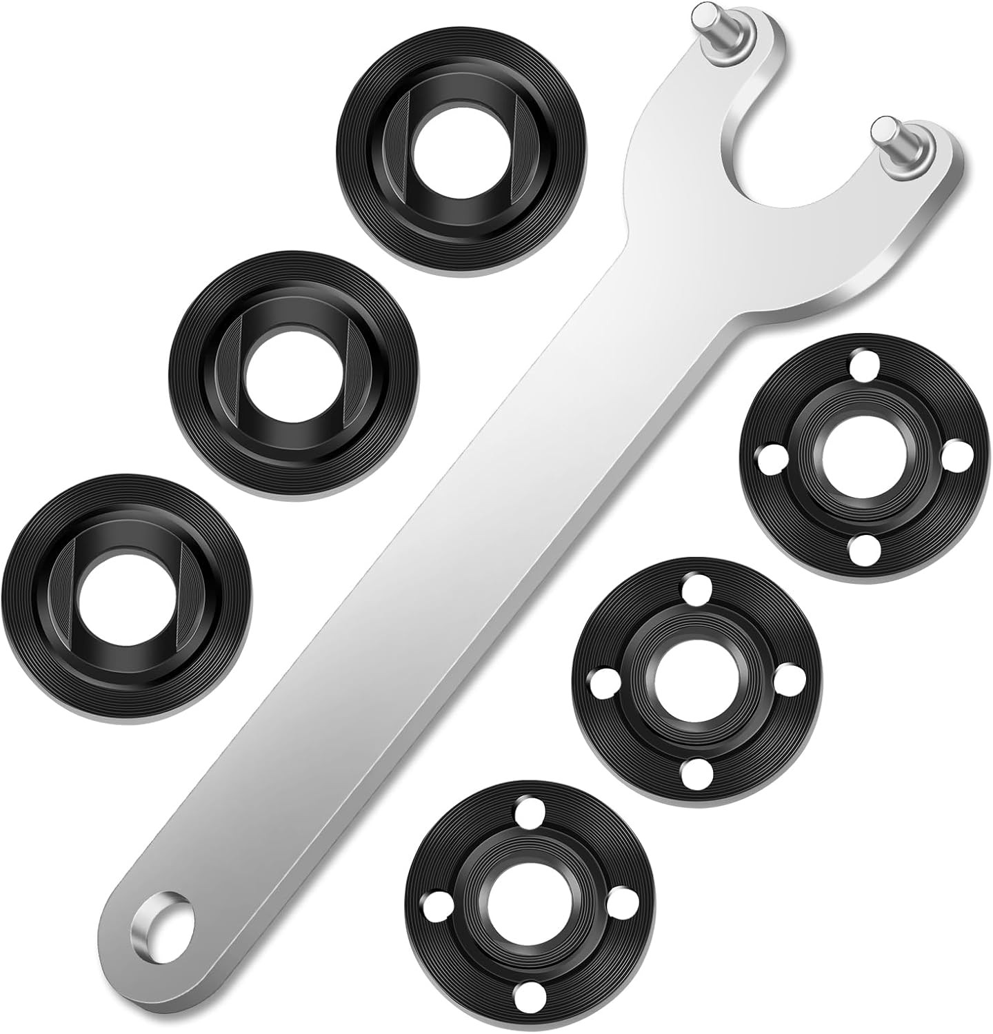 7PCS Angle Grinder Nut Angle Grinder Flange Wrench Kit, 5/8-11 Flange Metal Lock