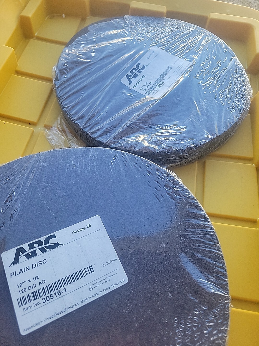 ARC Abrasives 12” Plain Sanding Disc, 30516-1, 25 Per Pack, 120 Grit