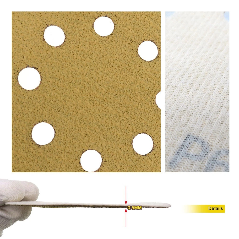 5″ 8 Hole Hook & Loop Sanding Discs Flocked Back Red/yellow Abrasive Pads