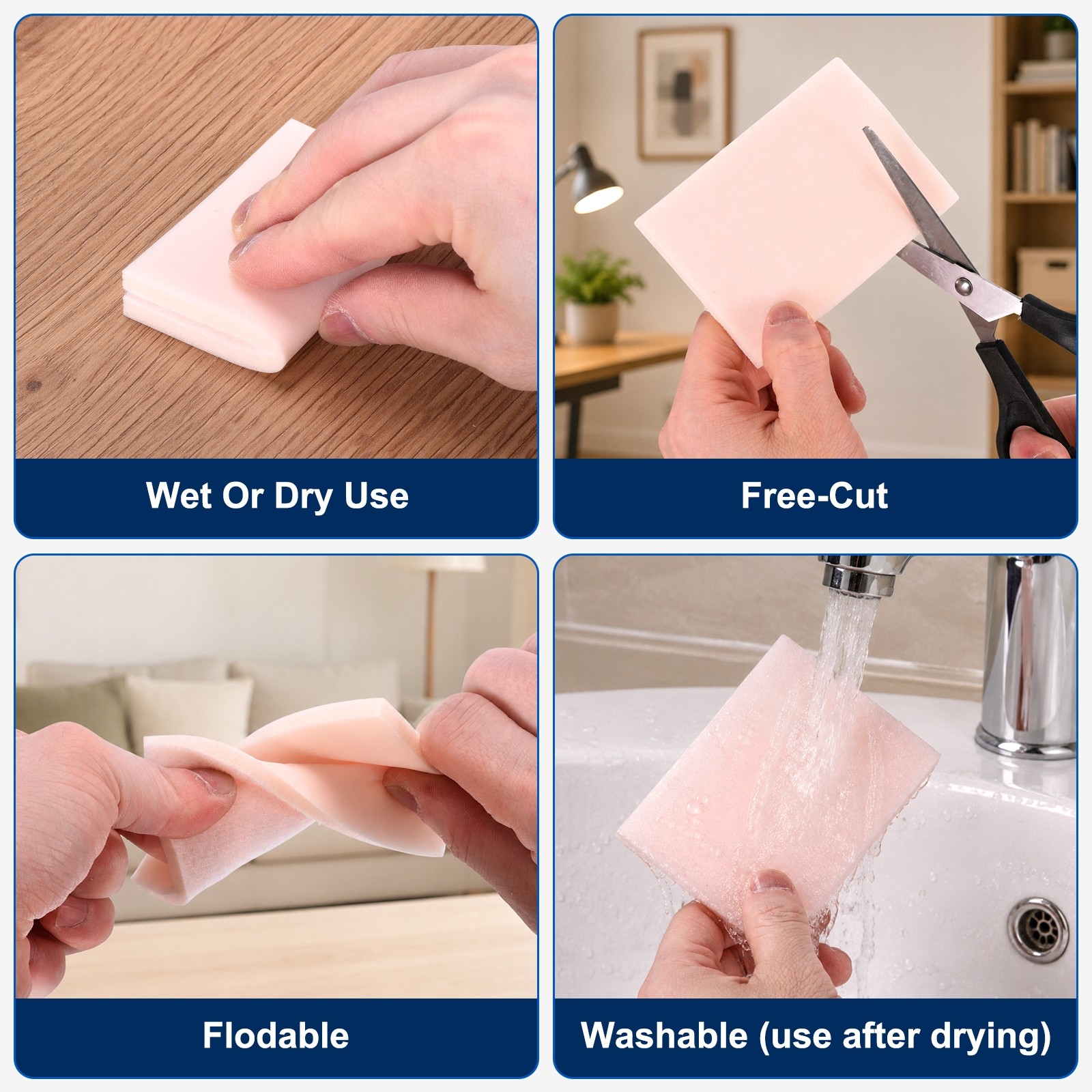28 Pcs 2000 Grit 4 x 2.8 Inch Hook & Loop Foam Sanding Blocks, White