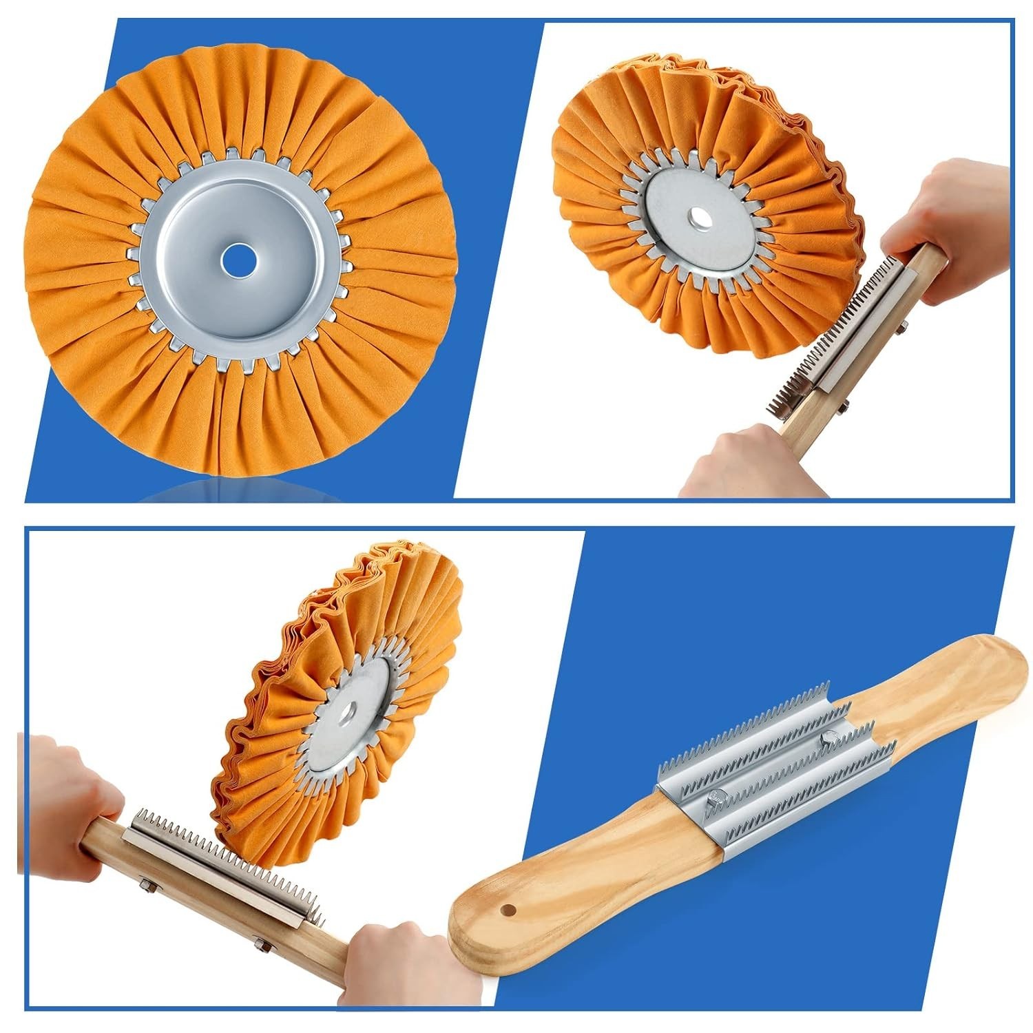 12 Pcs 8″ Airway Buffing Wheel Aluminum Wheel Polishing Kit In Diameter 5/8 Inch