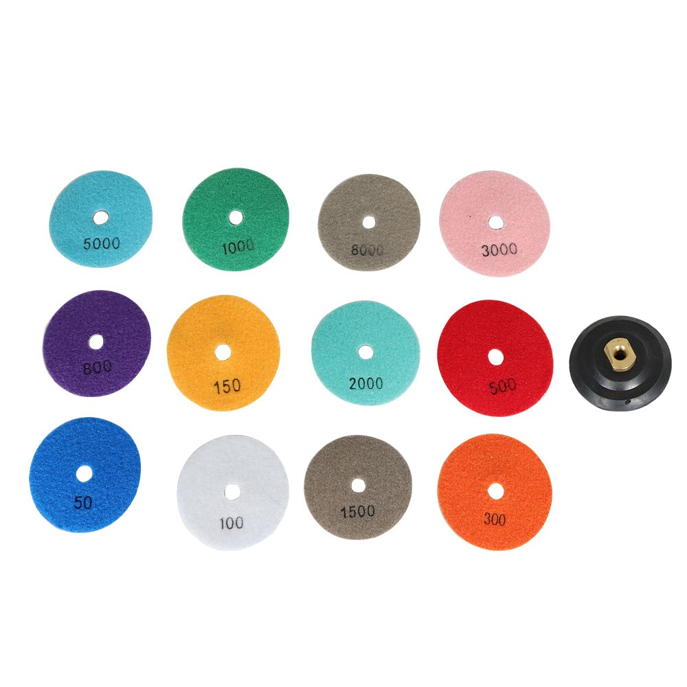 13 Pack 4″ Diamond Polishing Pads With 5/8″-11″ Backer Pads For stone Polishing