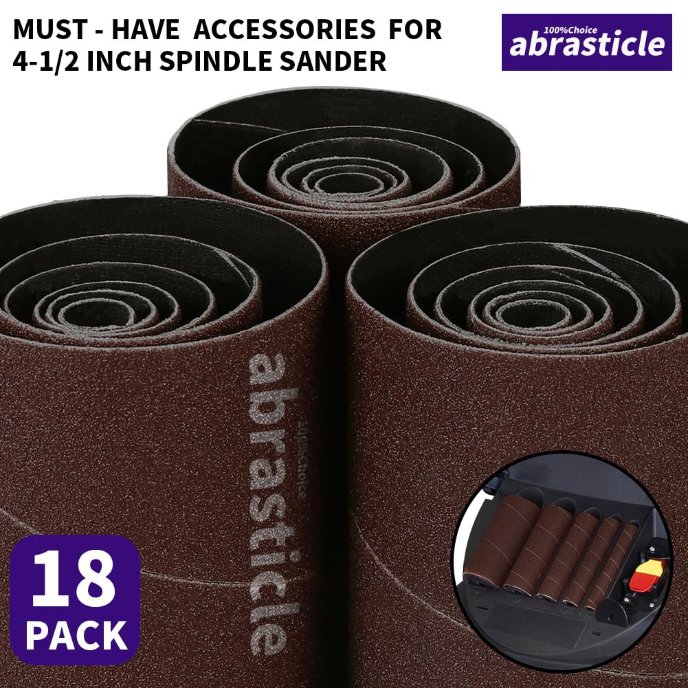 18 Pack Spindle Sander Sleeves, Sanding Sleeves for Oscillating Sander, 80 Grit