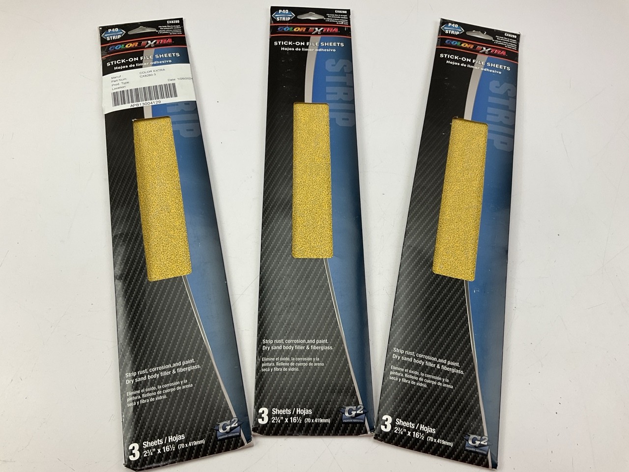 9 Sheets – Color CX8280 Stick-On File Sandpaper Sheets 40 Grit 2-3/4″x16-1/2″