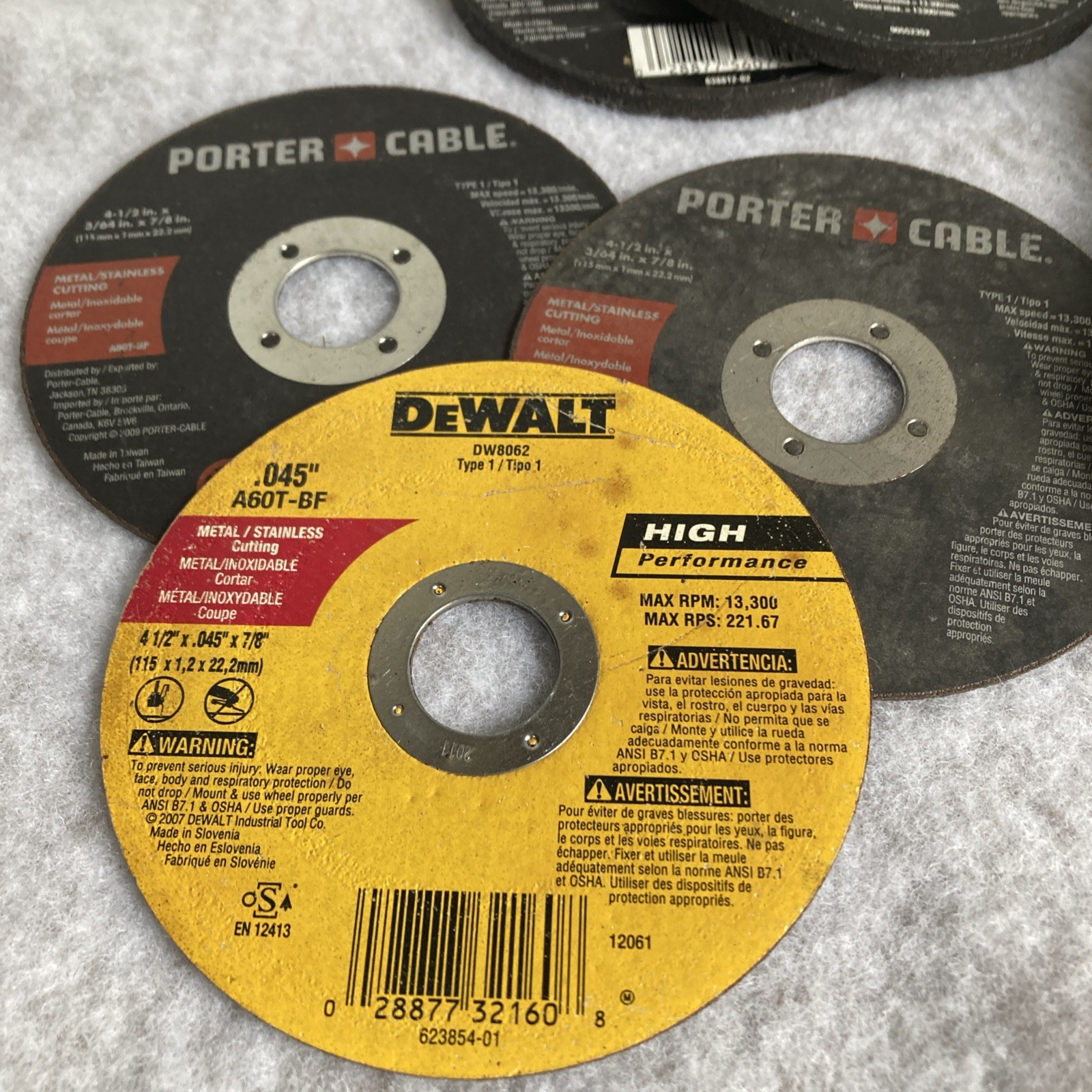 Lot of 12 Grinding Wheels ~ Cutting Disks ~ Dewalt #DW4429 ~ Porter Cable ~ New