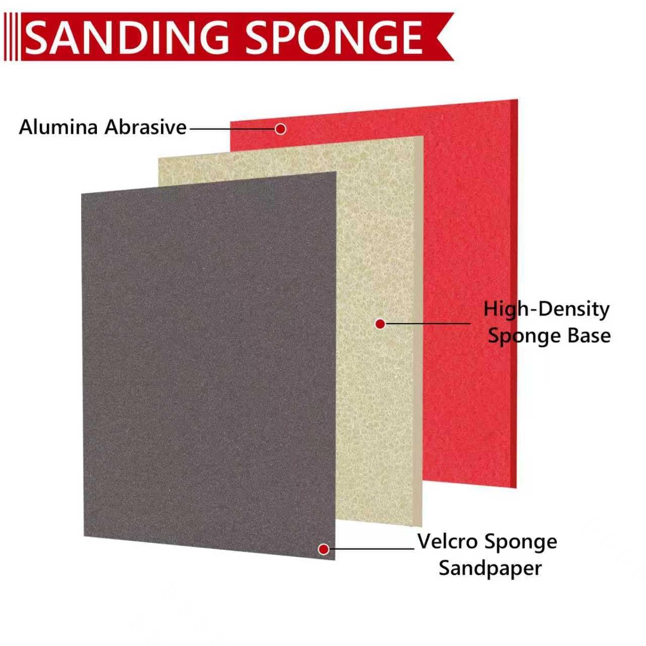 24PCS Sanding Sponge Set 3 x 4 Inch Soft Foam Hook & Loop Wet Dry 120-3000 Grit