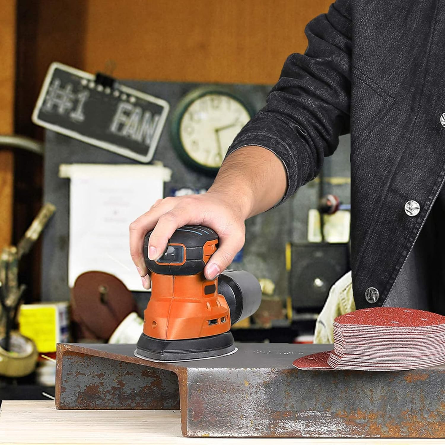 Mouse Detail Sander Sandpaper, 40 Grit, 140Mm, 25 Pcs | 5 Hole, Hook and Loop