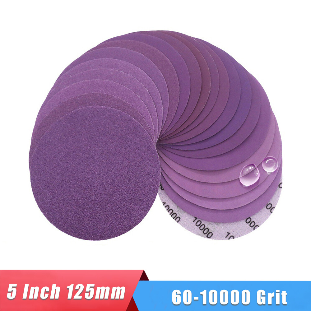 5 Inch 125mm Purple Sandpaper Wet And Dry Sanding Discs Waterproof 60-10000 Grit