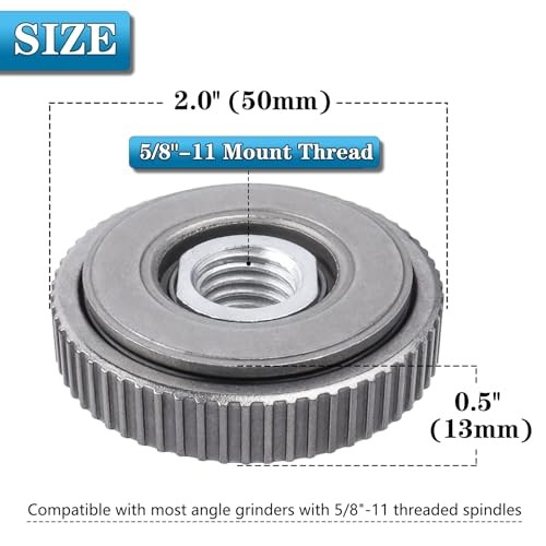 5/8-11 Inch Thread Angle Grinder Flange Nut, Self Tightening Lock Nut Quick