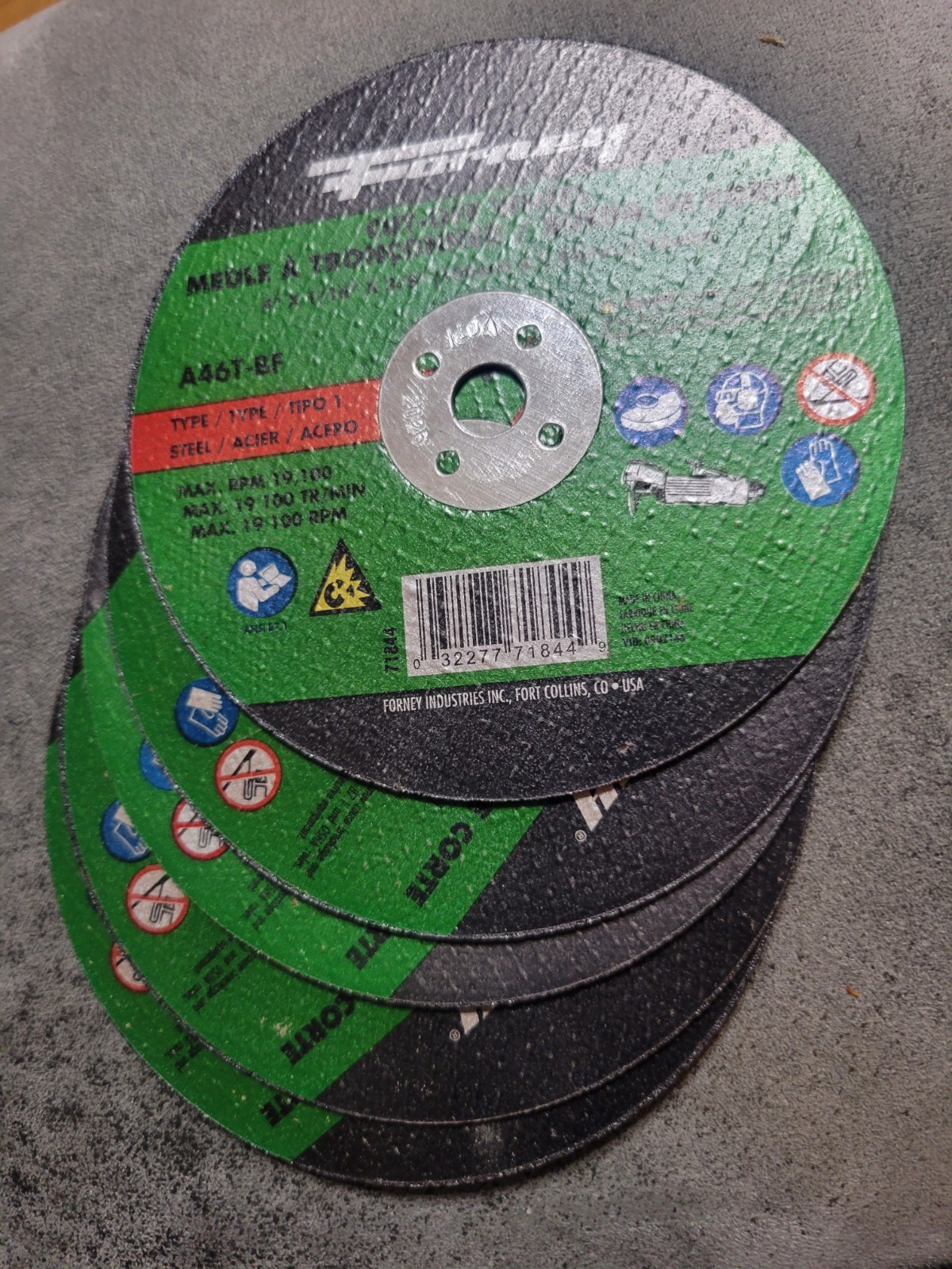 Lot Of 5 Forney 71844 Aluminum Oxide 19,100 rpm 4 Dia. in. Cut-Off Wheel 1/16 in