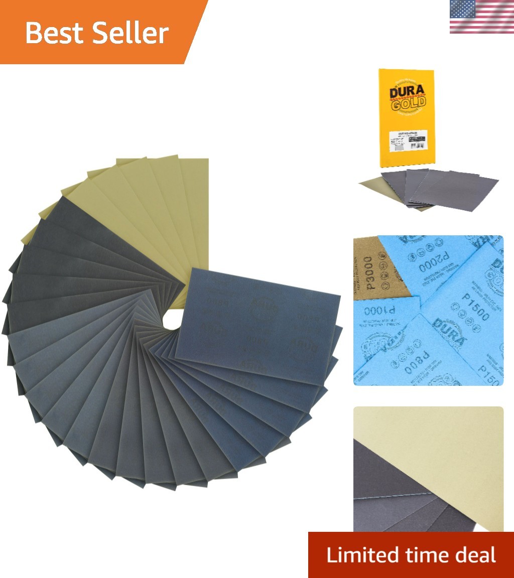 Versatile 25 Count Silicon Carbide Sandpaper for Wet or Dry Applications
