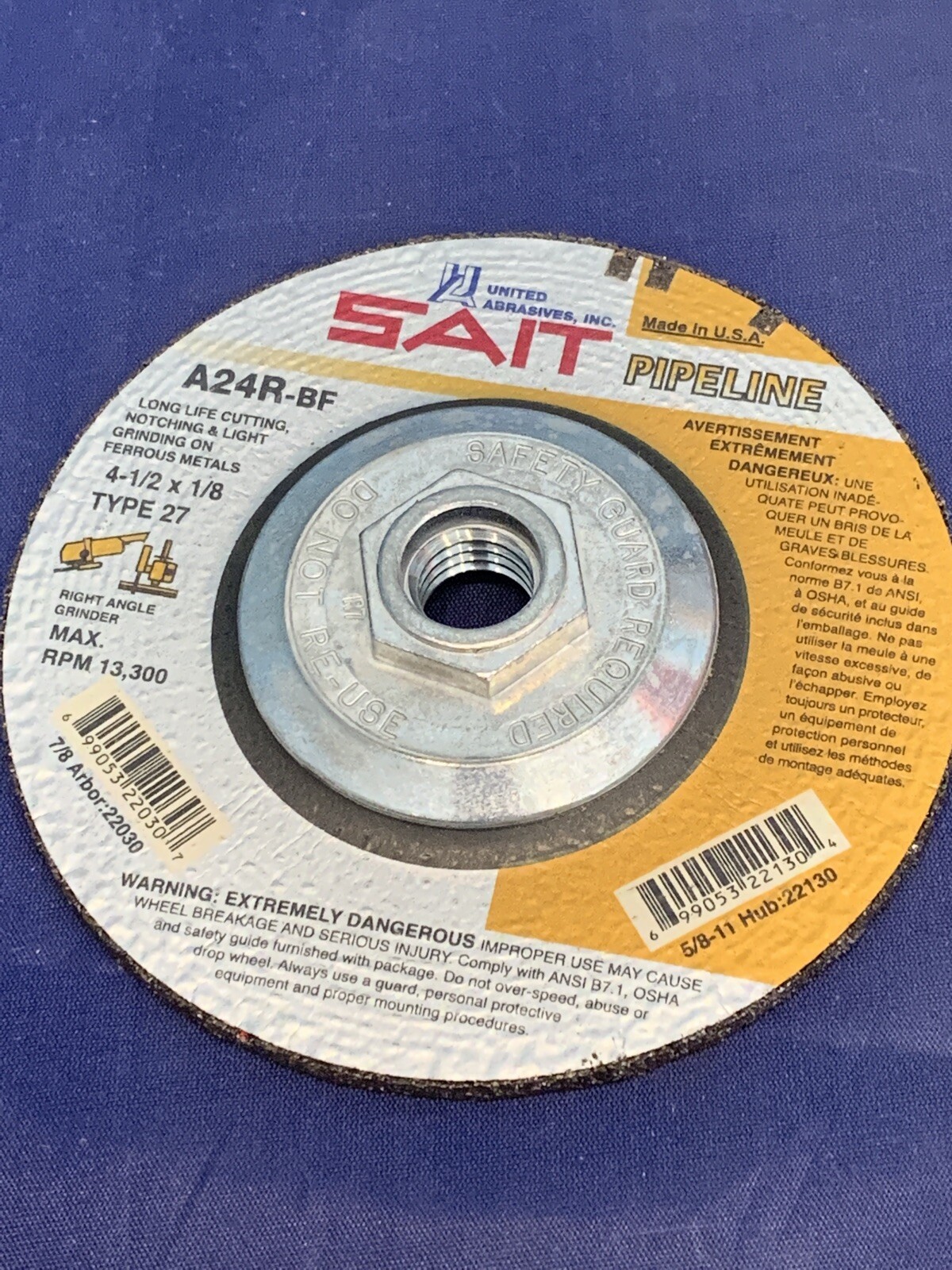 Pack Of 2 Sait 22030 4-1/2″ x 7/8″ x 1/8″ Metal Cutting Pipeline Wheel
