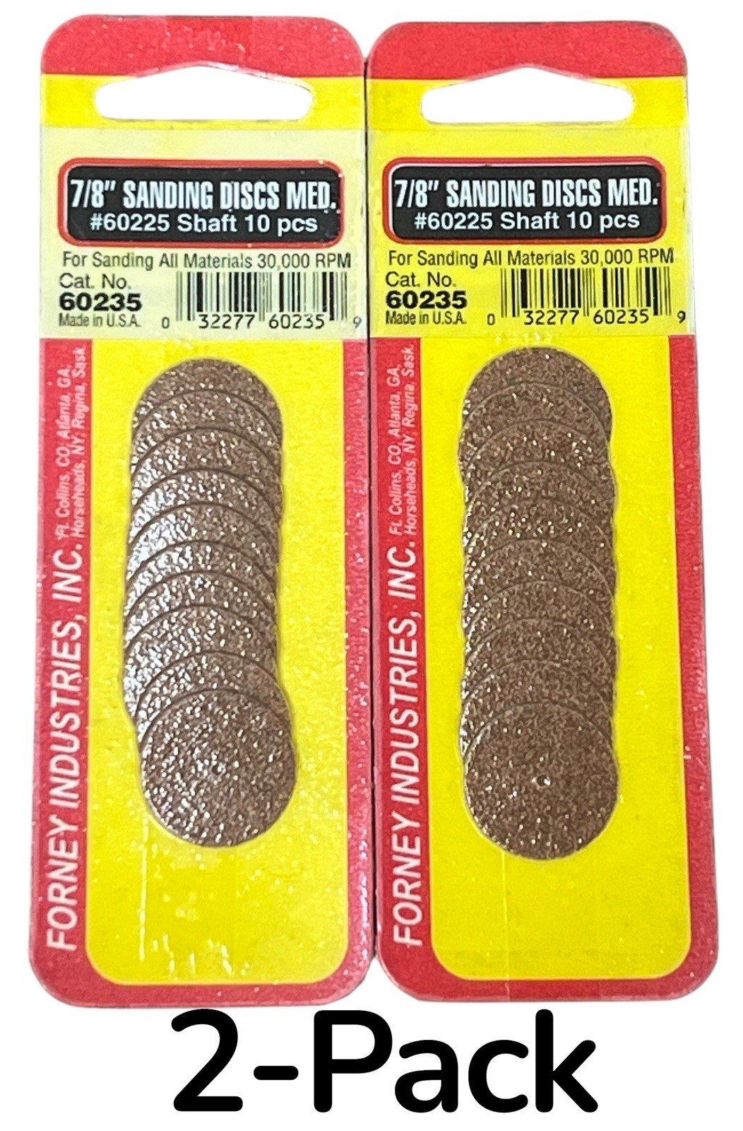 Forney 60235 Medium Grit Sanding Discs 7/8″ Diameter 2-Pack ( 20 Discs ) Nos