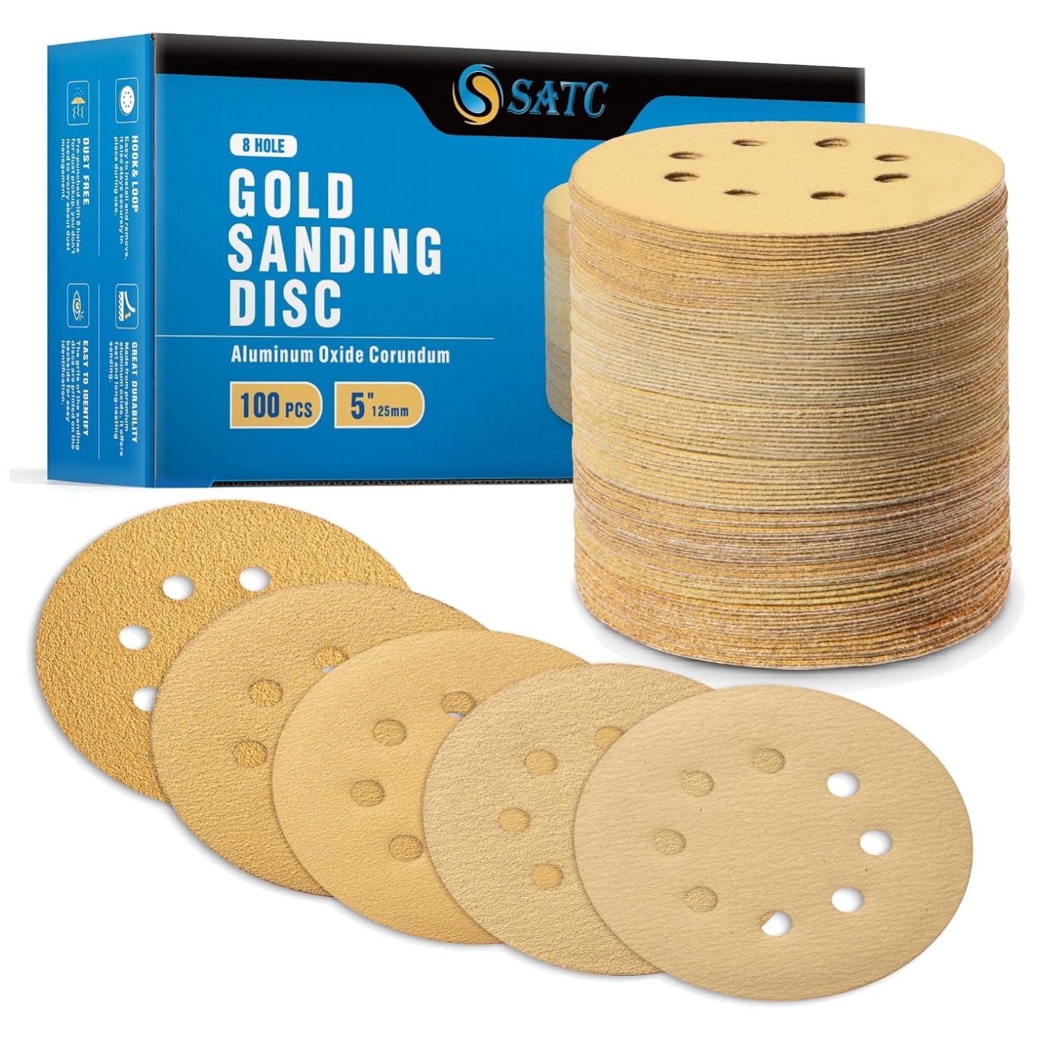 High Performance 5″ Sanding Discs – 60/80/120/150/220 Grit