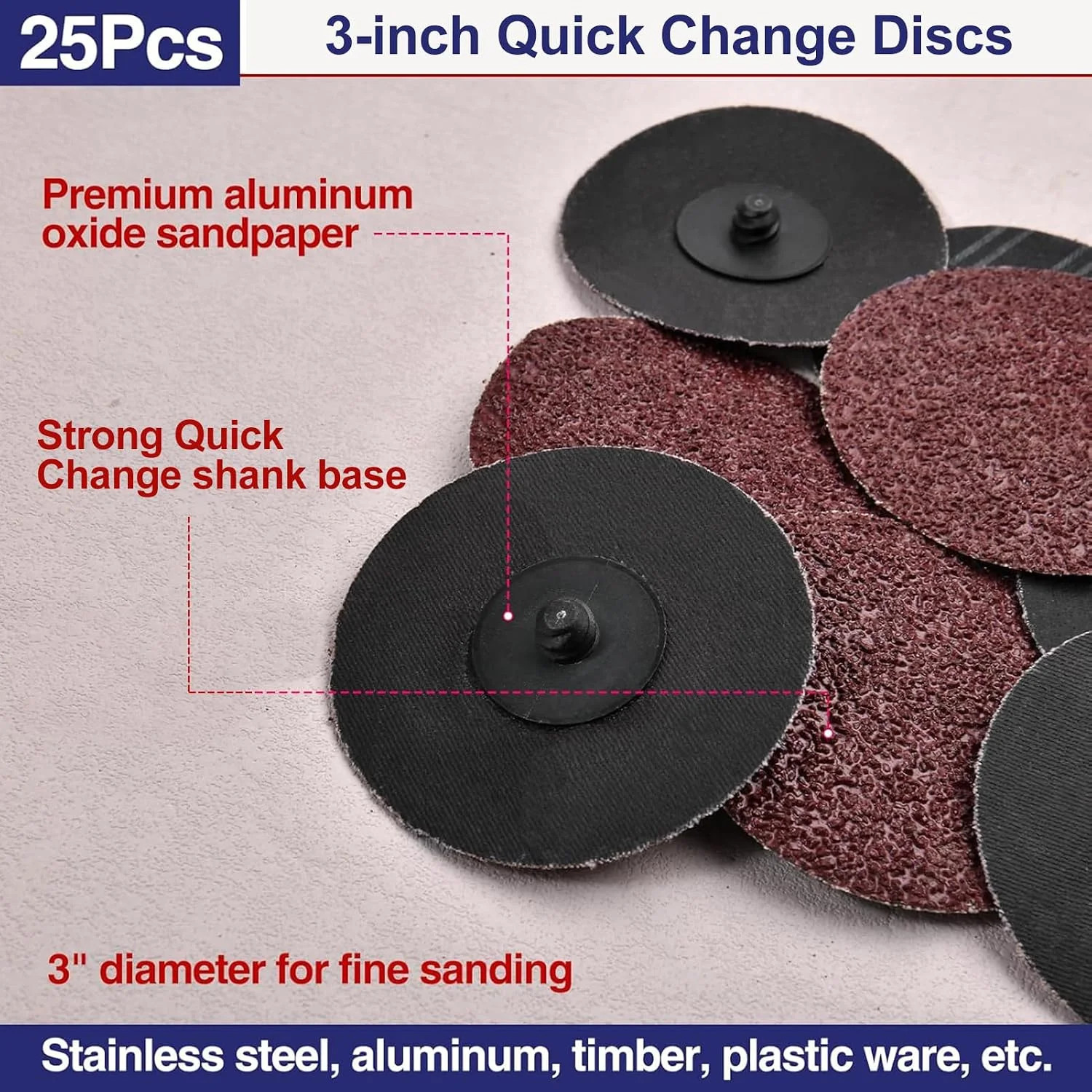 SPEEDWOX 25pcs 3 inch Quick Change Disc Set 36 Grits Sanding Disc R-Type Adapter
