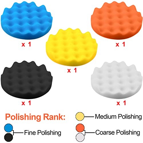 17 Pieces Buffing Pads Foam Polishing Pad Wax Buffer Polish Pads 3 Inch