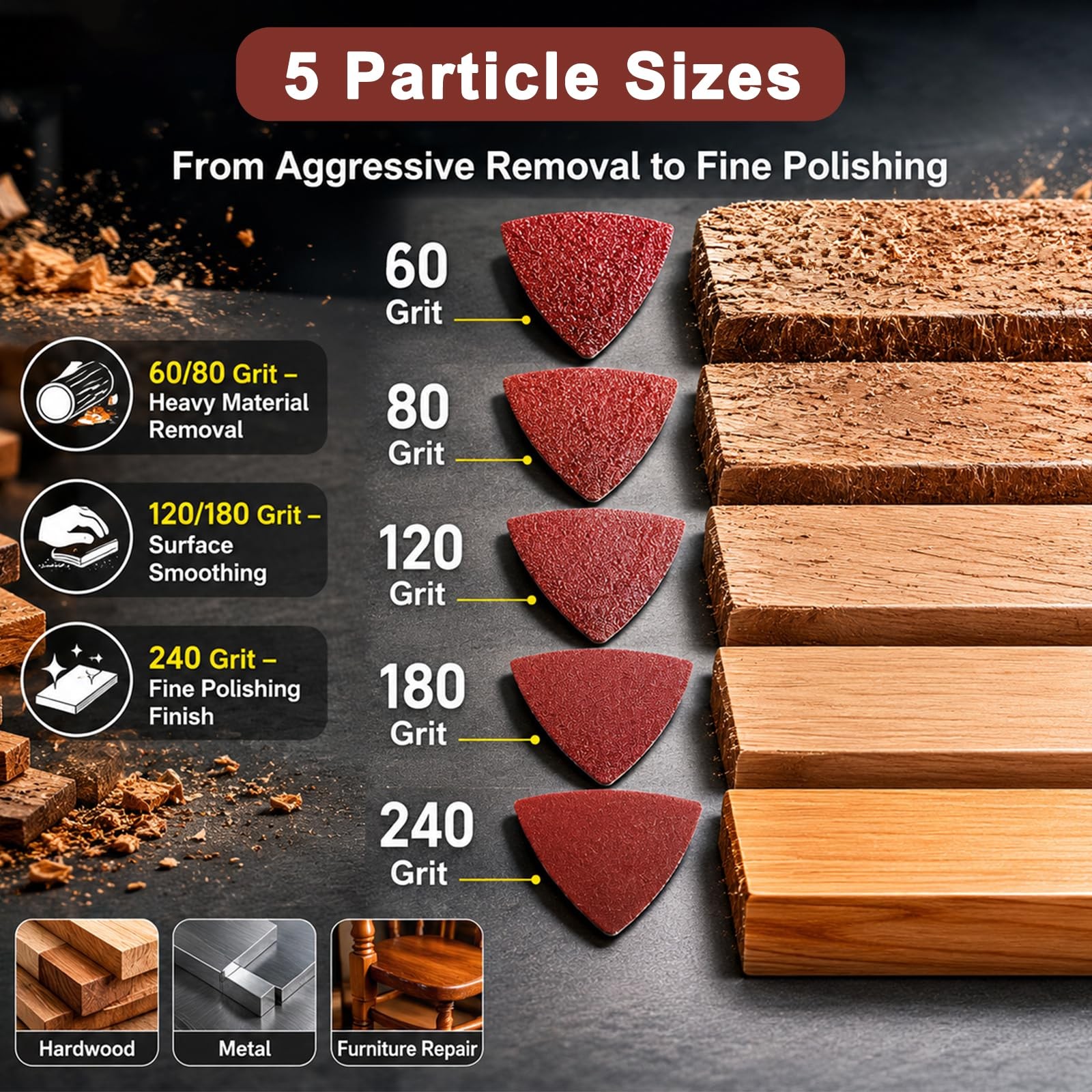 114Pcs Oscillating Tool Sanding Pad Kit, 2 Triangle Pads and 2…