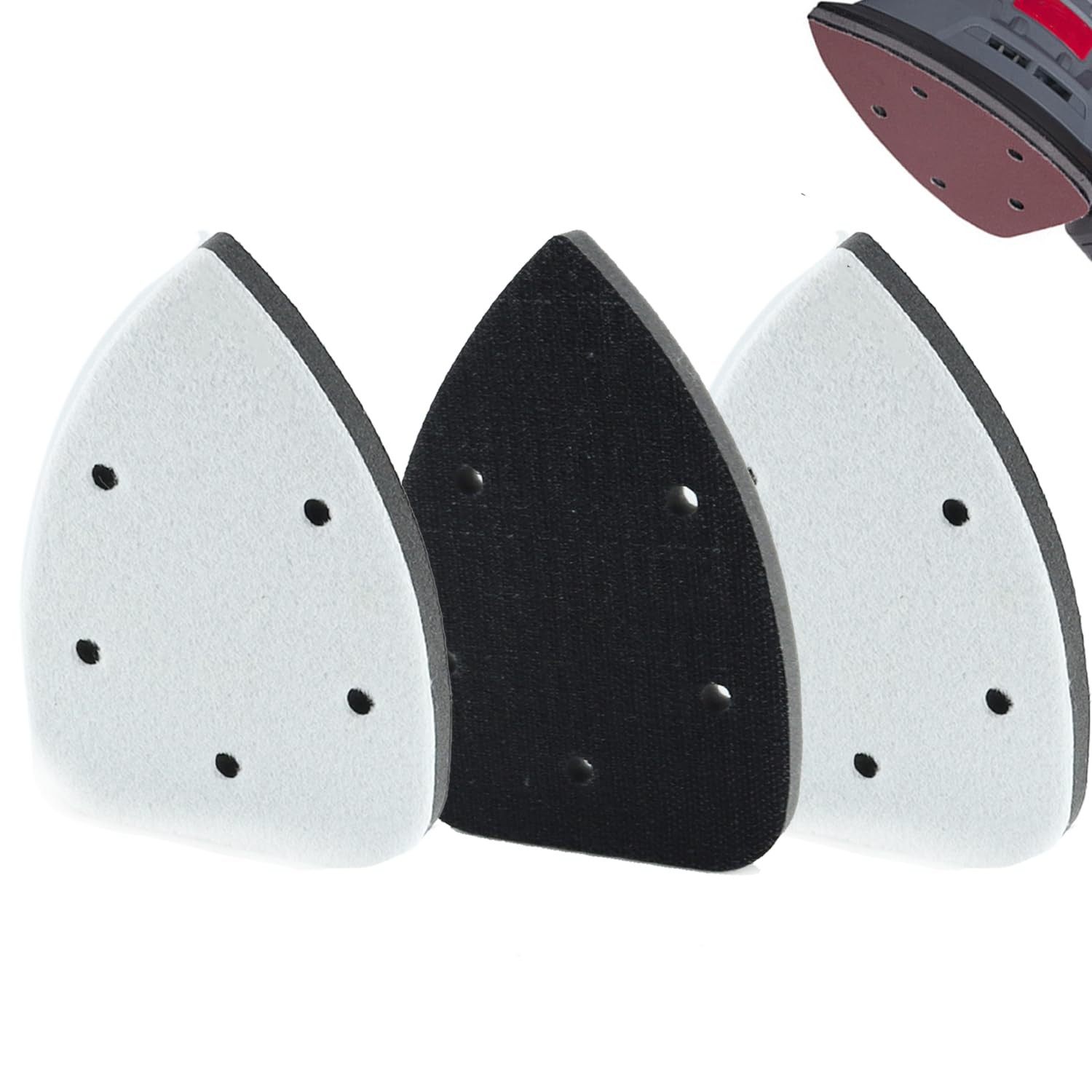 Mouse Detail Sanding Interface Pad 3 PCS 140x90mm 5 Holes Foam Backing