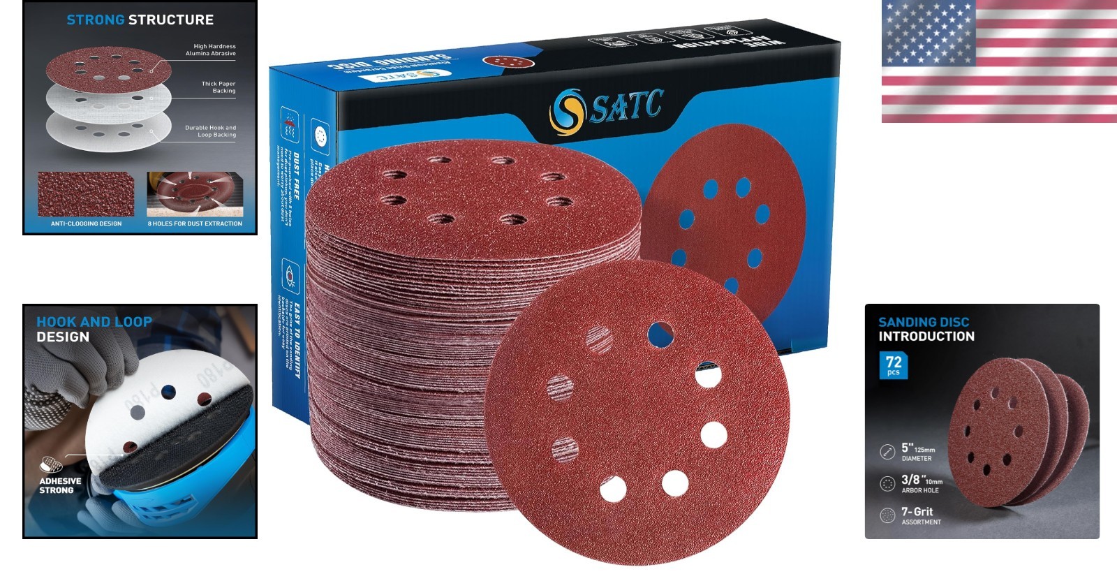 72 PCS 5-Inch Orbital Sander Pads – Assorted Grits 40-320 for Precision