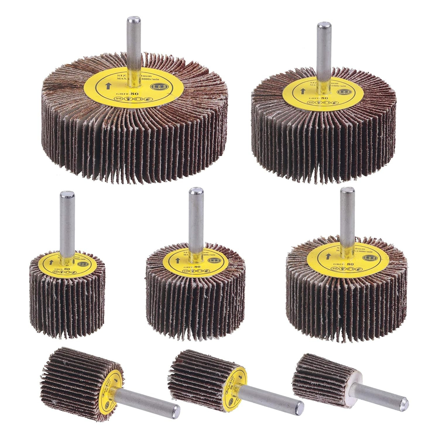 40 Pack 1/4″ Abrasive Flap Wheel Sander Set, 80 Grit Aluminum Oxide Flap Wheels