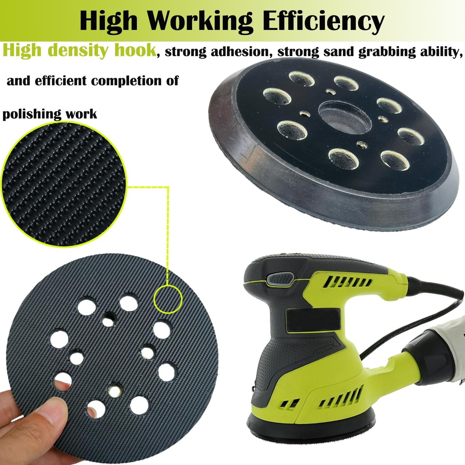 2 Pack 5 Inch 8 Hole Replacement Sander Pad for Ryobi Sander, 5 Inch 8 Hole H…