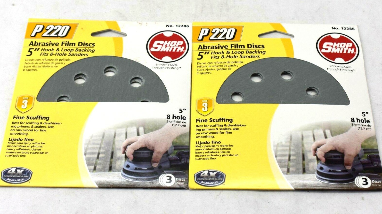 Lot Of 2 Shopsmith 12286 P220 Grit Aluminum Oxide Sanding Film Disc 5″ 8-Hole