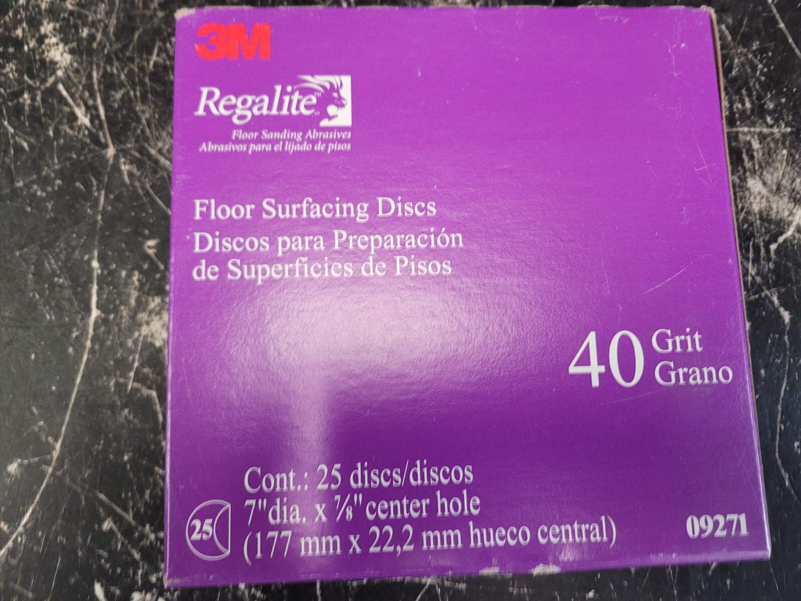 3M Regalite Floor Surfacing Discs 09271, 7 in x 7/8 in Hole 40 Grit 25 Pack
