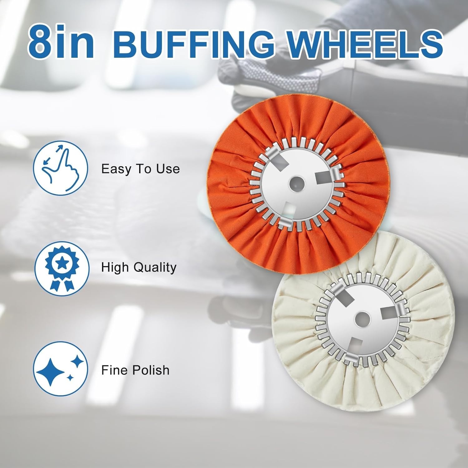 SAM WO 8 Inches Airway Buffing Wheel, Polishing Wheel with Buffing Compound Kit