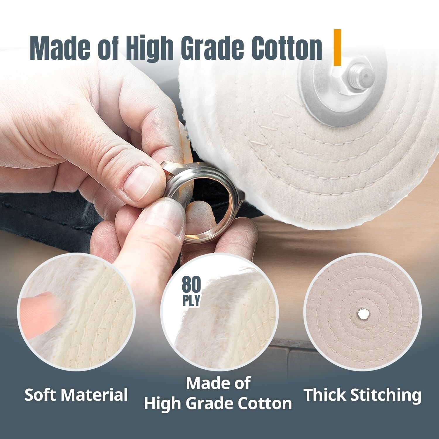 POWERTEC 71630 6-Inch Extra Thick Spiral Sewn Buffing Wheel, Cotton (80 Ply) …