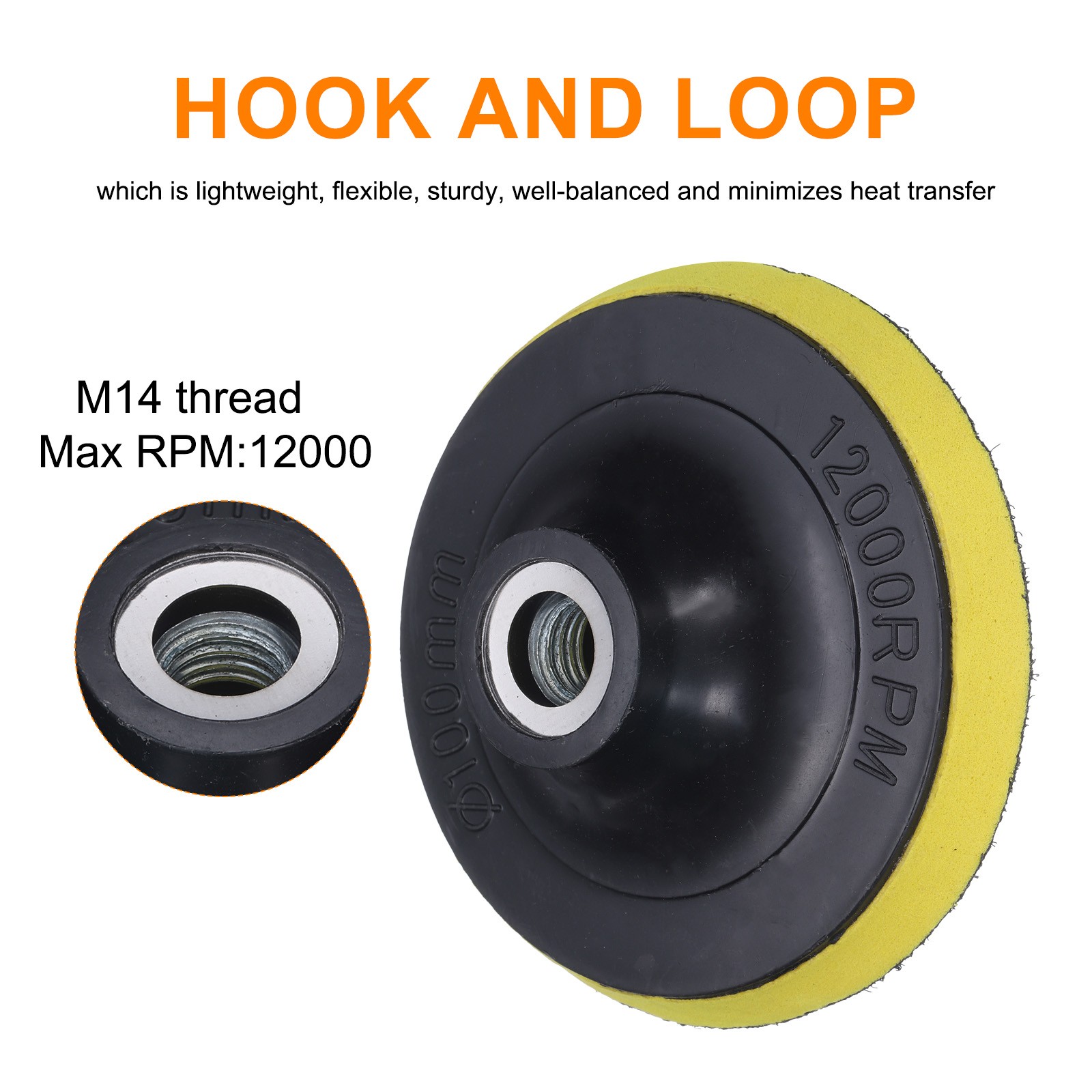 4 Inch Hook and Loop Sanding Disc Pads M14 Shank, 1 Set 2pcs