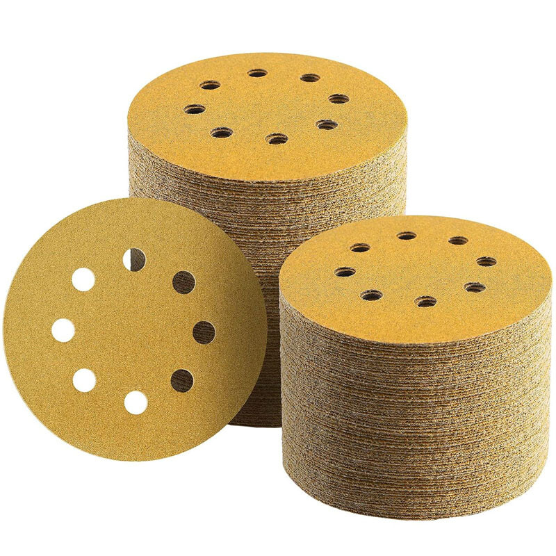 100Pcs 5 inch Sanding Discs 8-Hole Hook Loop for Orbital Sander Paper 80-320Grit