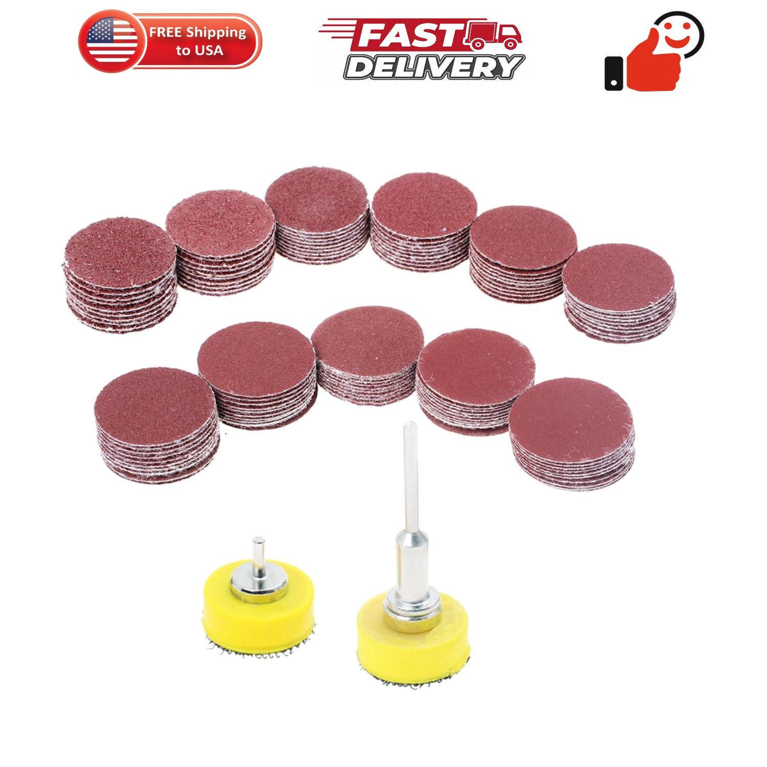 110PCS 1 Inch Sanding Discs Set with 2 Mandrels Hook and Loop Shank Sanding P…
