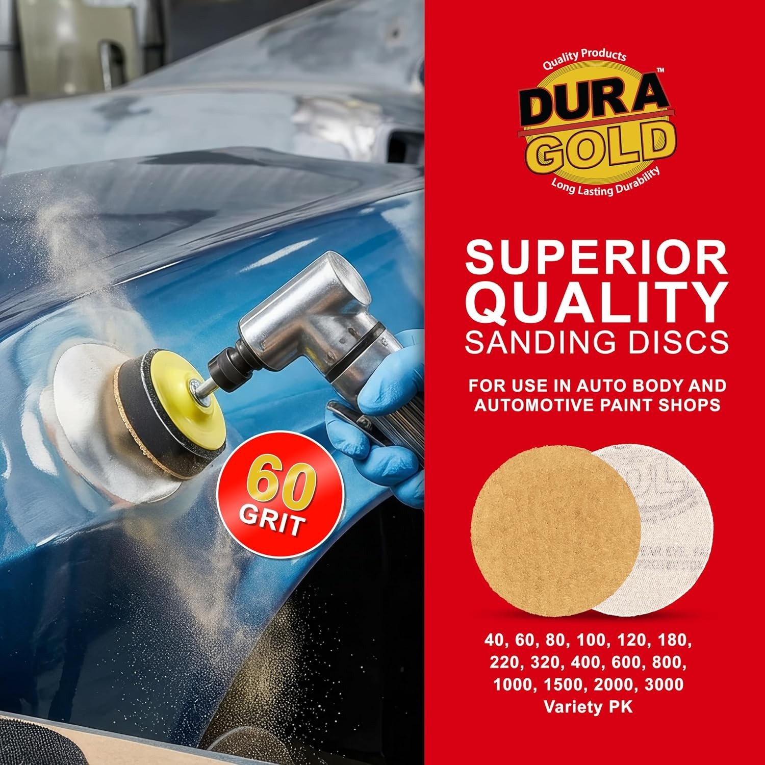2″ Gold Hook & Loop Sanding Discs – 60 Grit Box of 20 – High-Performance Extr…