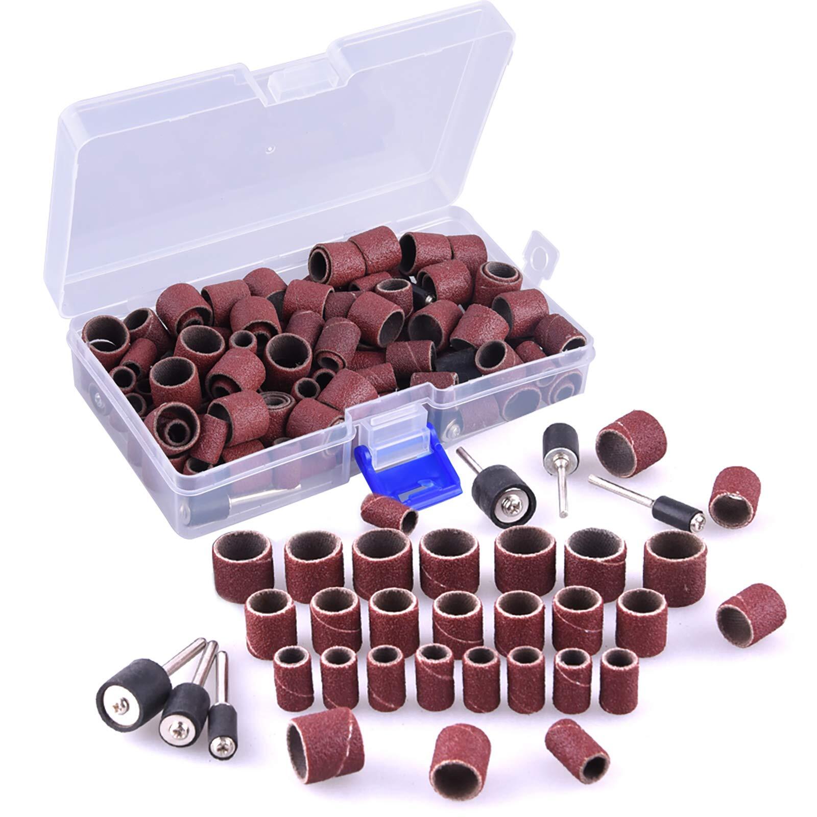 AUSTOR 132 Pieces Sanding Drum Set with Free Box Including 120 Pieces Drum