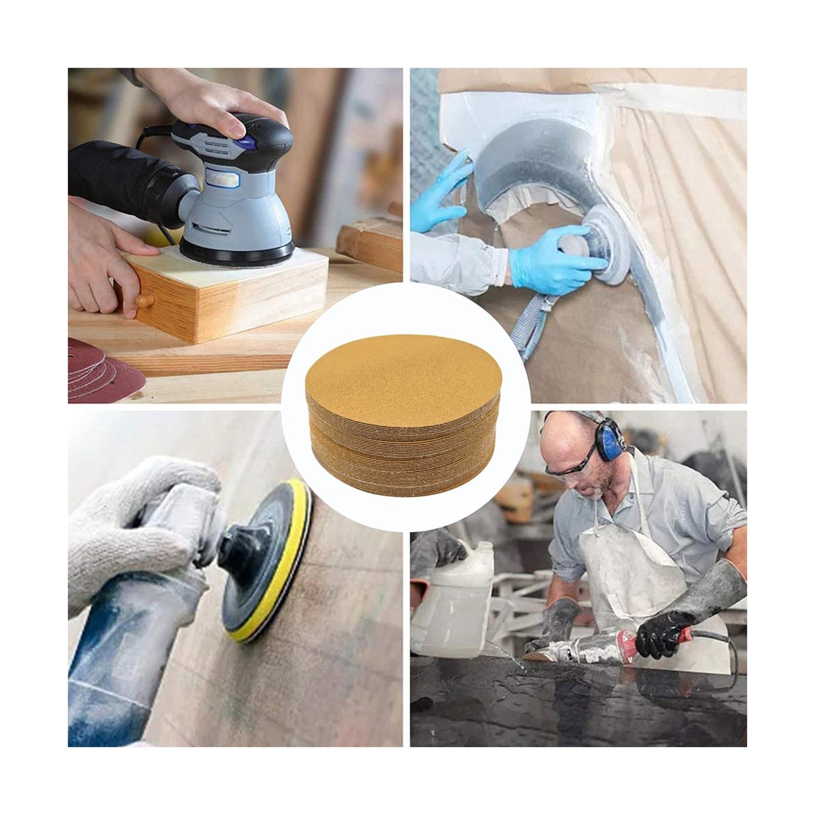 6 Inch No Hole Sanding Discs, 180 Grit Hook and Loop Sandpaper Random Orbital…